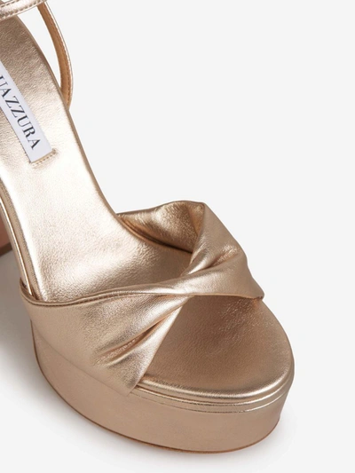 Shop Aquazzura Leather Twist Sandals In Rosa Envellit
