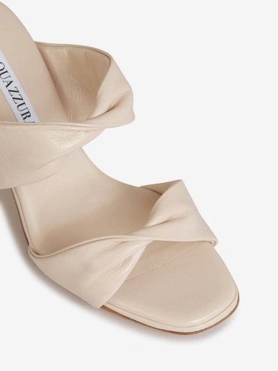 Shop Aquazzura Twist Leather Sandals In Rosa Envellit