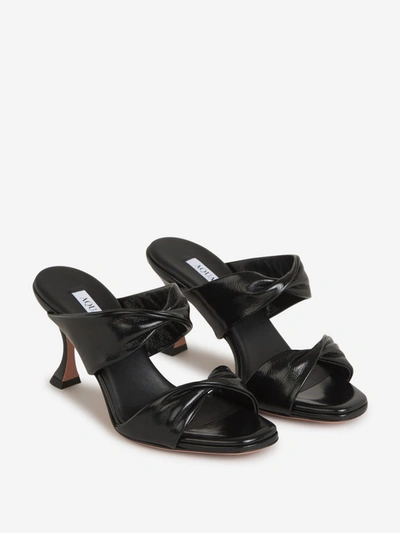 Shop Aquazzura Twist Leather Sandals In Negre