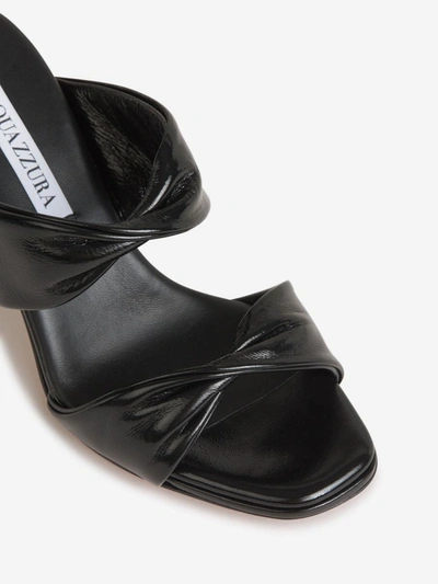 Shop Aquazzura Twist Leather Sandals In Negre