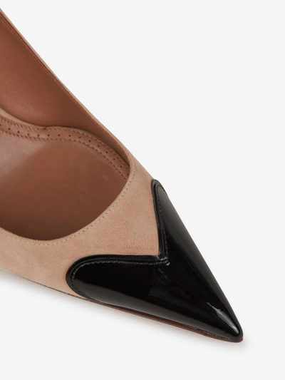 Shop Alaïa Azzedine  Leather Heart Shoes In Nude And Black