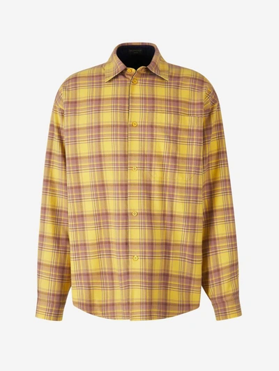 Shop Balenciaga Checkered Reversible Overshirt In Groc
