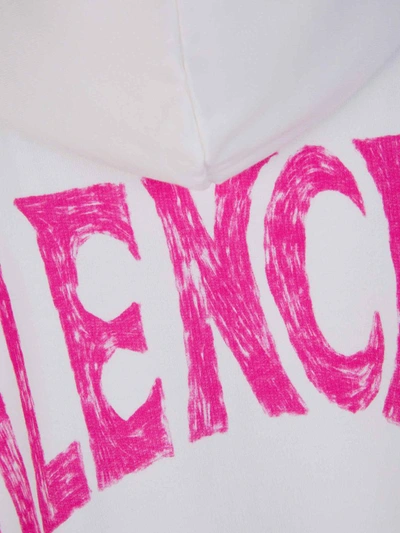 Shop Balenciaga Hood Printed Sweatshirt In Blanc