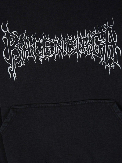 Shop Balenciaga Hood Printed Sweatshirt In Negre