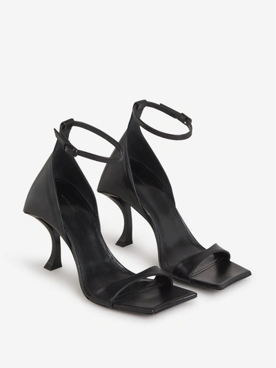 Shop Balenciaga Leather Hourglass Sandals In Negre