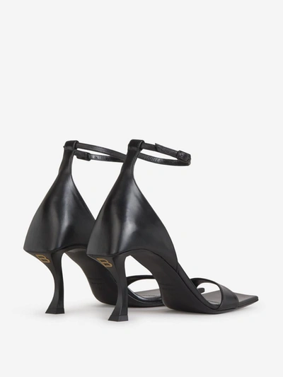 Shop Balenciaga Leather Hourglass Sandals In Negre