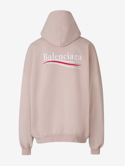 Shop Balenciaga Logo Hood Sweatshirt In Rosa Pal