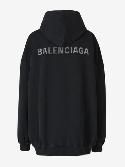 Shop Balenciaga Oversized Logo Sweatshirt In Negre