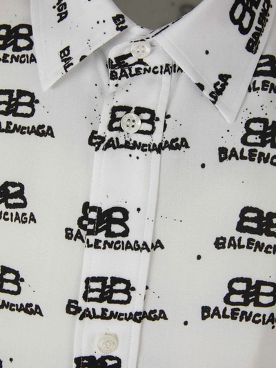 Shop Balenciaga Oversized Monogram Shirt In Black And White