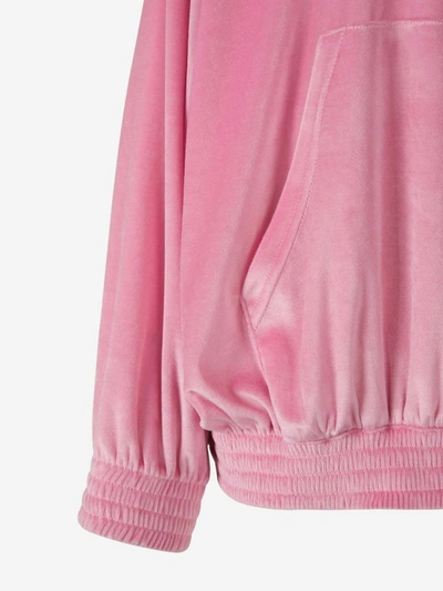 Shop Balenciaga Paris Velvet Sweatshirt In Rosa Pal