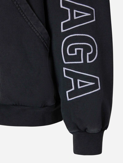 Shop Balenciaga Printed Logo Hoodie In Negre