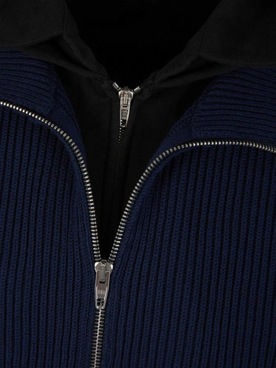 Shop Balenciaga Zipper Hood Sweatshirt In Blau Marí