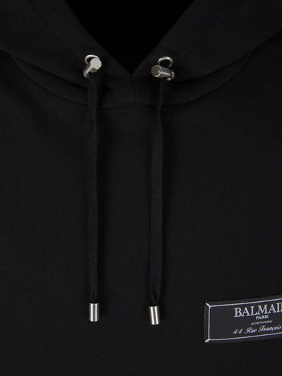 Shop Balmain Cotton Hood Sweatshirt In Negre