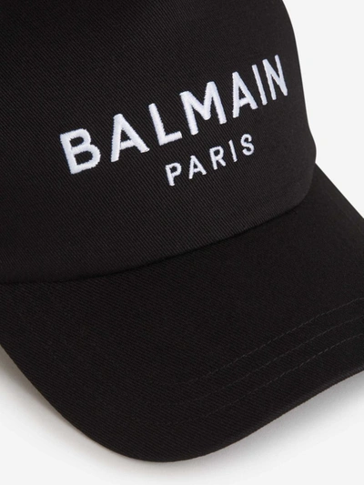 Shop Balmain Logo Cotton Cap In Negre