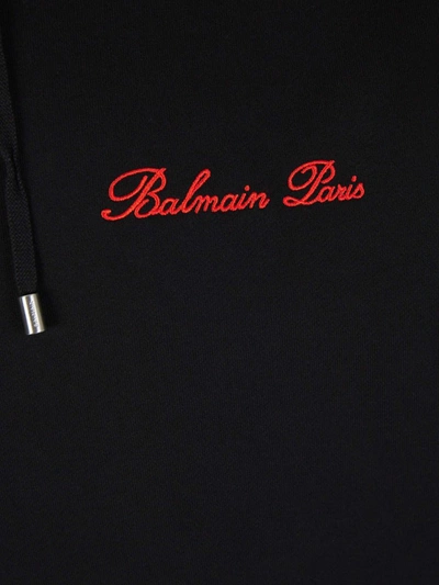 Shop Balmain Logo Hood Sweatshirt In Negre