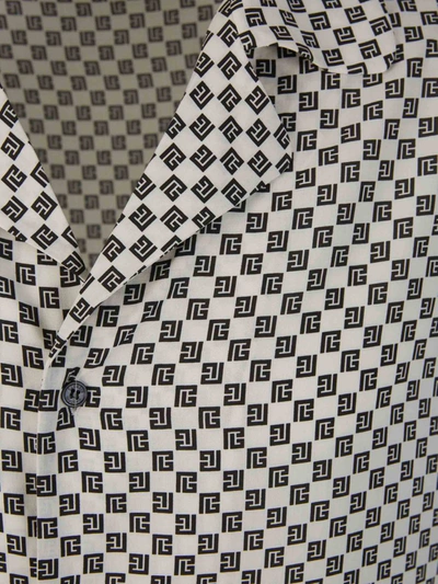 Shop Balmain Logo Viscose Shirt In Blanc