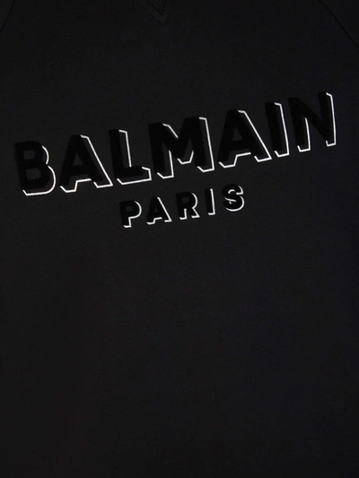 Shop Balmain Print Crewneck Sweatshirt In Negre