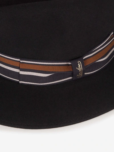 Shop Borsalino Alessandria Hat In Night Blue, Grey And Brown