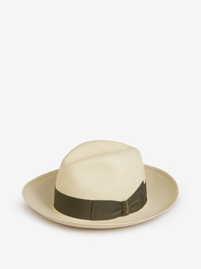 Shop Borsalino Straw Panama Hat In Verd Fosc