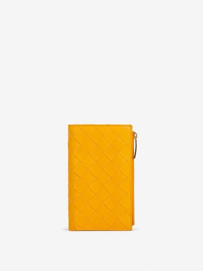 Shop Bottega Veneta Intrecciato Leather Wallet In Orange