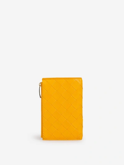 Shop Bottega Veneta Intrecciato Leather Wallet In Orange