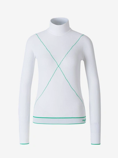 Shop Bottega Veneta Lightweight Viscose Sweater In White And Green