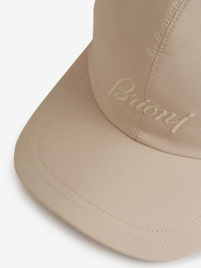 Shop Brioni Embroidered Logo Cap In Crema