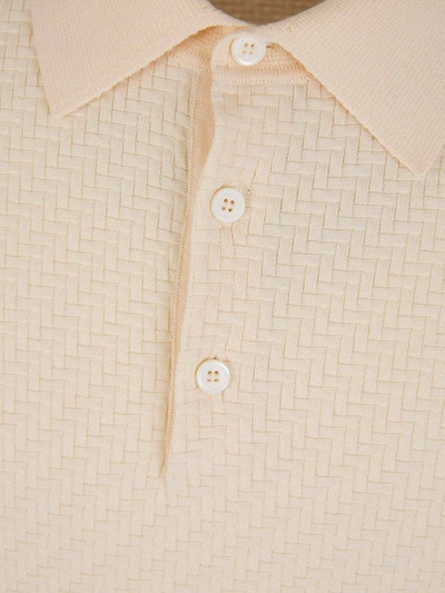 Shop Brioni Textured Knit Polo In Taronja Clar