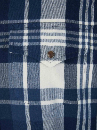 Shop Brunello Cucinelli Checked Cotton Shirt In Blau Marí