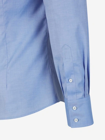 Shop Brunello Cucinelli Plain Cotton Shirt In Blau
