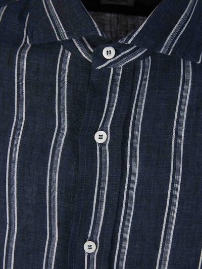 Shop Brunello Cucinelli Striped Linen Shirt In Blau Nit