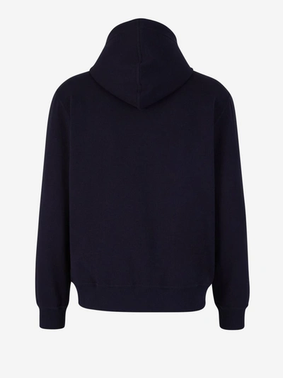 Shop Brunello Cucinelli Zipper Hood Sweatshirt In Blau Nit