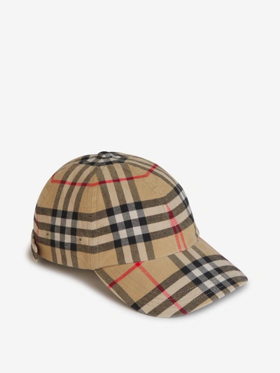 Shop Burberry Checkered Motif Cap In Beix