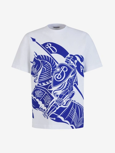 Shop Burberry Printed Cotton T-shirt In Contrast Print On The Front