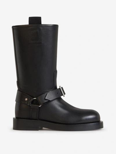 Shop Burberry Smooth Leather Boots In Leather Upper