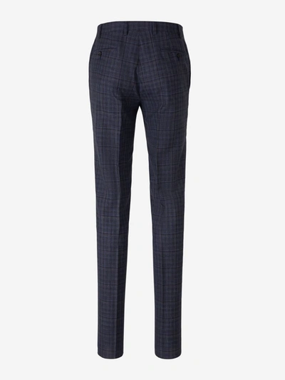 Shop Canali Check Motif Suit In Dark Blue