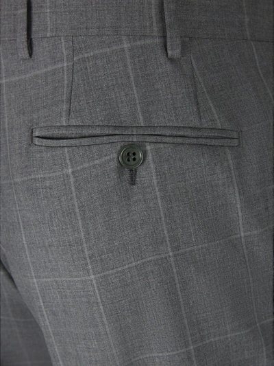 Shop Canali Check Motif Suit In Light Grey