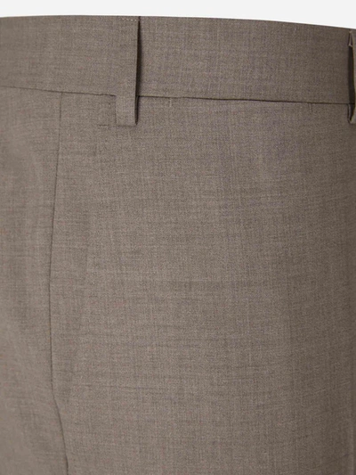 Shop Canali Classic Wool Trousers In Brown