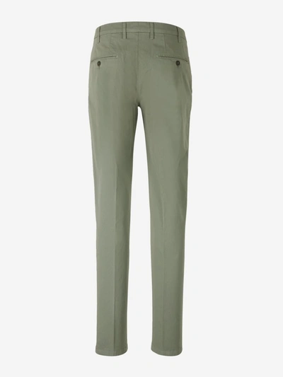 Shop Canali Cotton Chino Trousers In Army Green