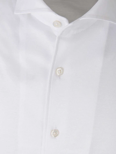 Shop Canali Cotton Knit Shirt In White