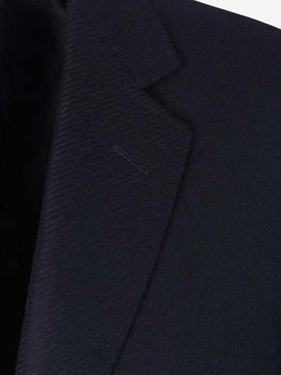 Shop Canali Herringbone Wool Coat In Night Blue