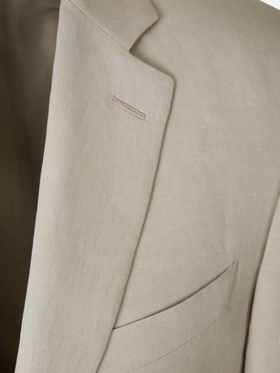Shop Canali Linen And Silk Suit In Beige