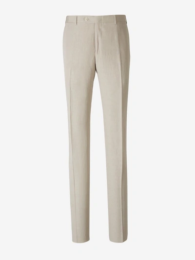 Shop Canali Linen And Silk Suit In Beige