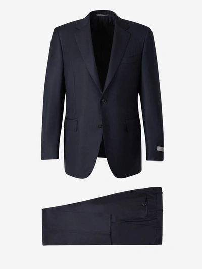 Shop Canali Plain Wool Suit In Pocket For Clutch