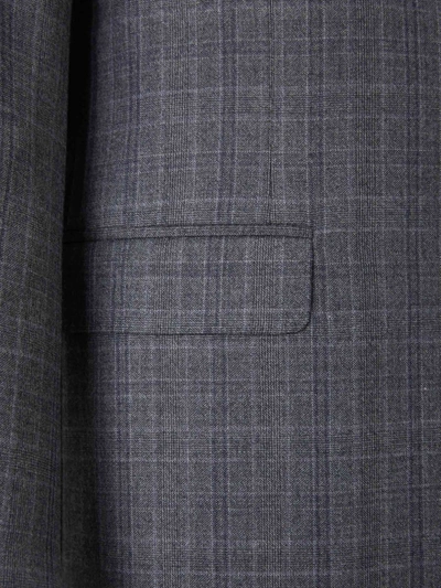 Shop Canali Prince Of Wales Wool Suit In Gray With Prince Of Wales Motif