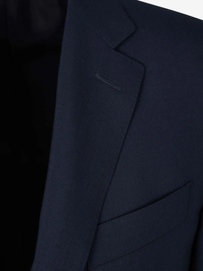 Shop Canali Plain Wool Suit In Dark Blue
