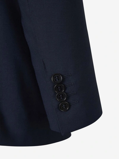 Shop Canali Plain Wool Suit In Dark Blue