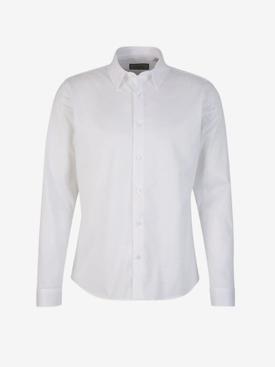 Shop Canali Textured Cotton Shirt In Blanc