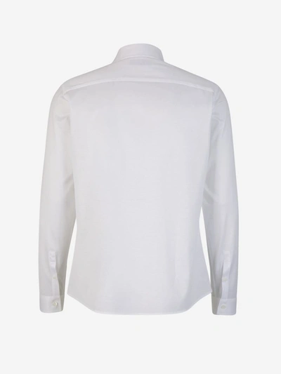 Shop Canali Textured Cotton Shirt In Blanc