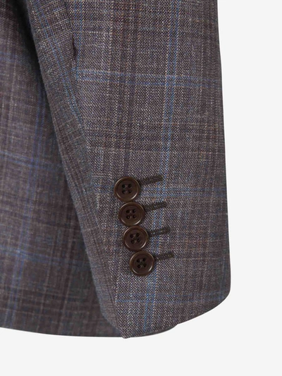 Shop Canali Wool And Silk Blazer In Gray